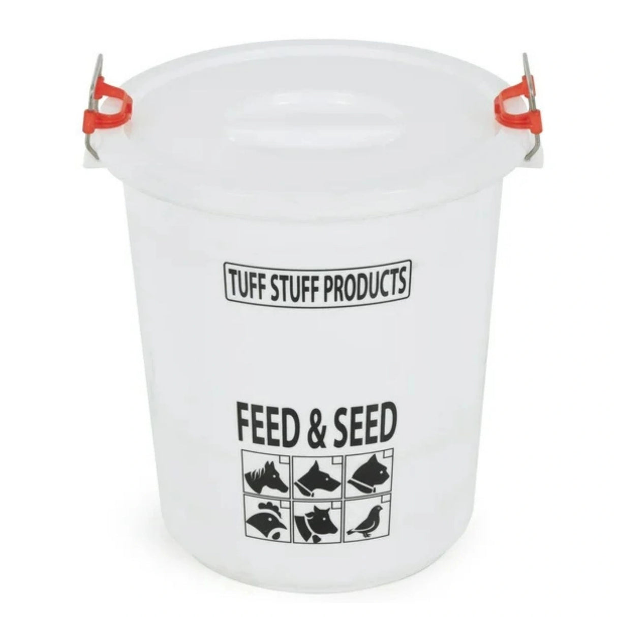 A front view of the 17 Gallon Locking Feed and Seed Storage Container on a white background