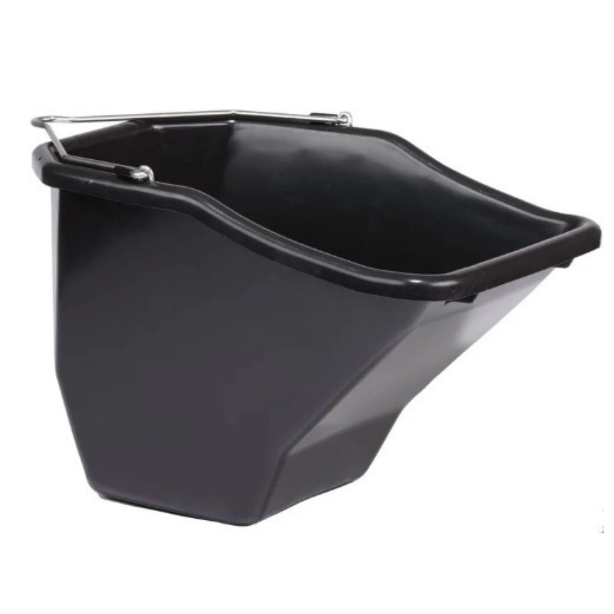 A side view of Feed Buckets Plastic Better Bucket 10 Quarts Little Giants Black on a white background