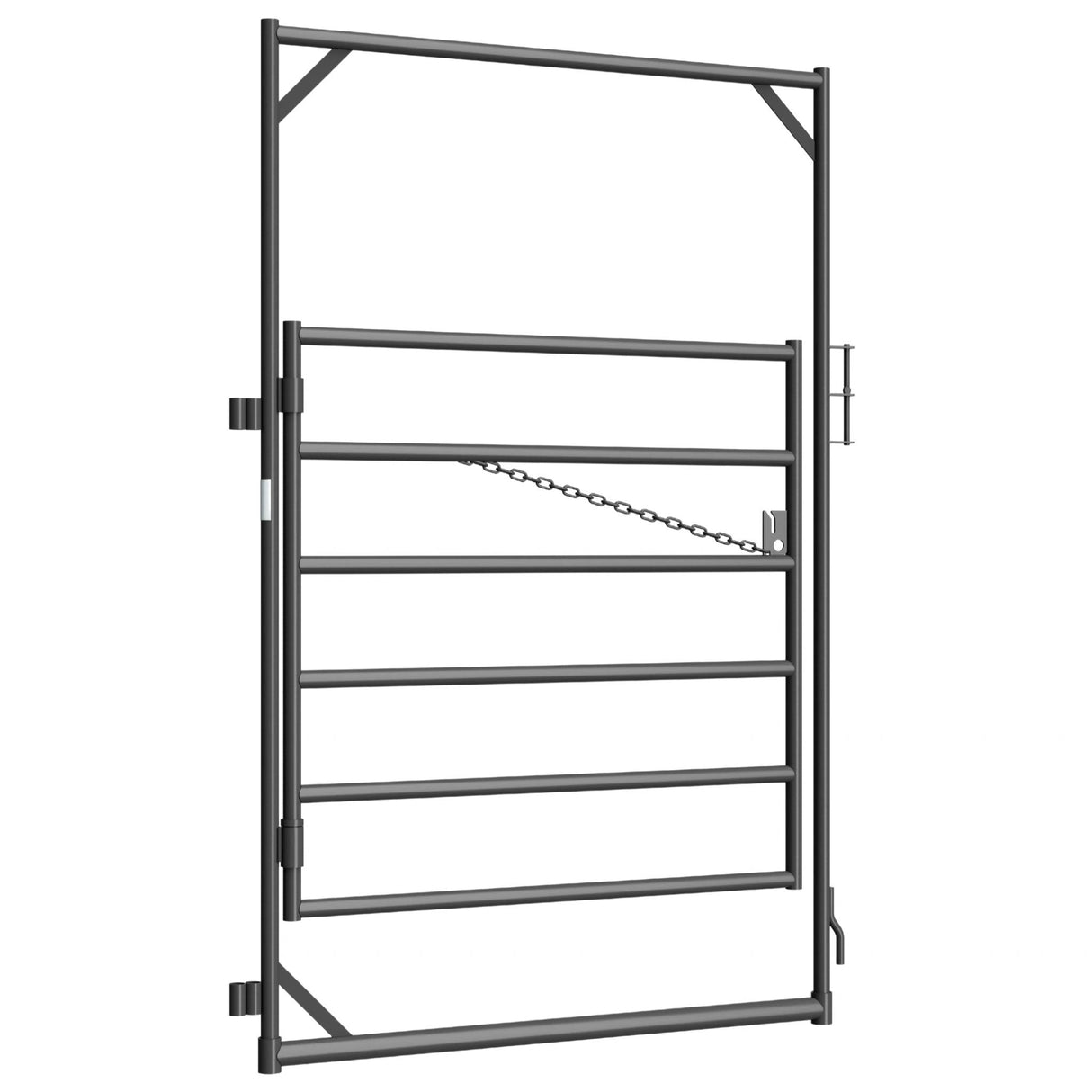 A front view of a medium duty 5 rail 4-foot fence gate from the 2W Lemsco Series on a white background