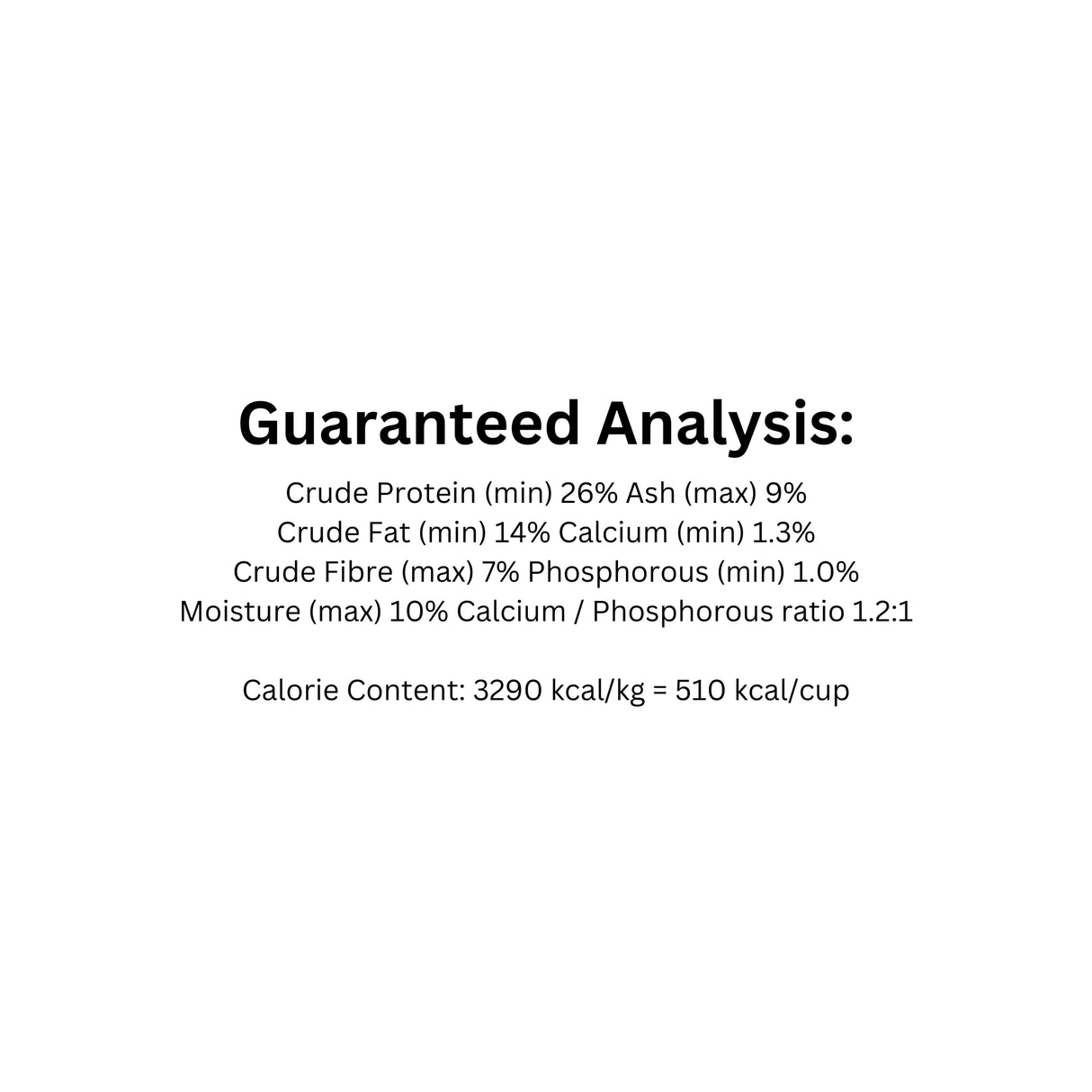 Guaranteed analysis of FirstMate large breed adult and puppy