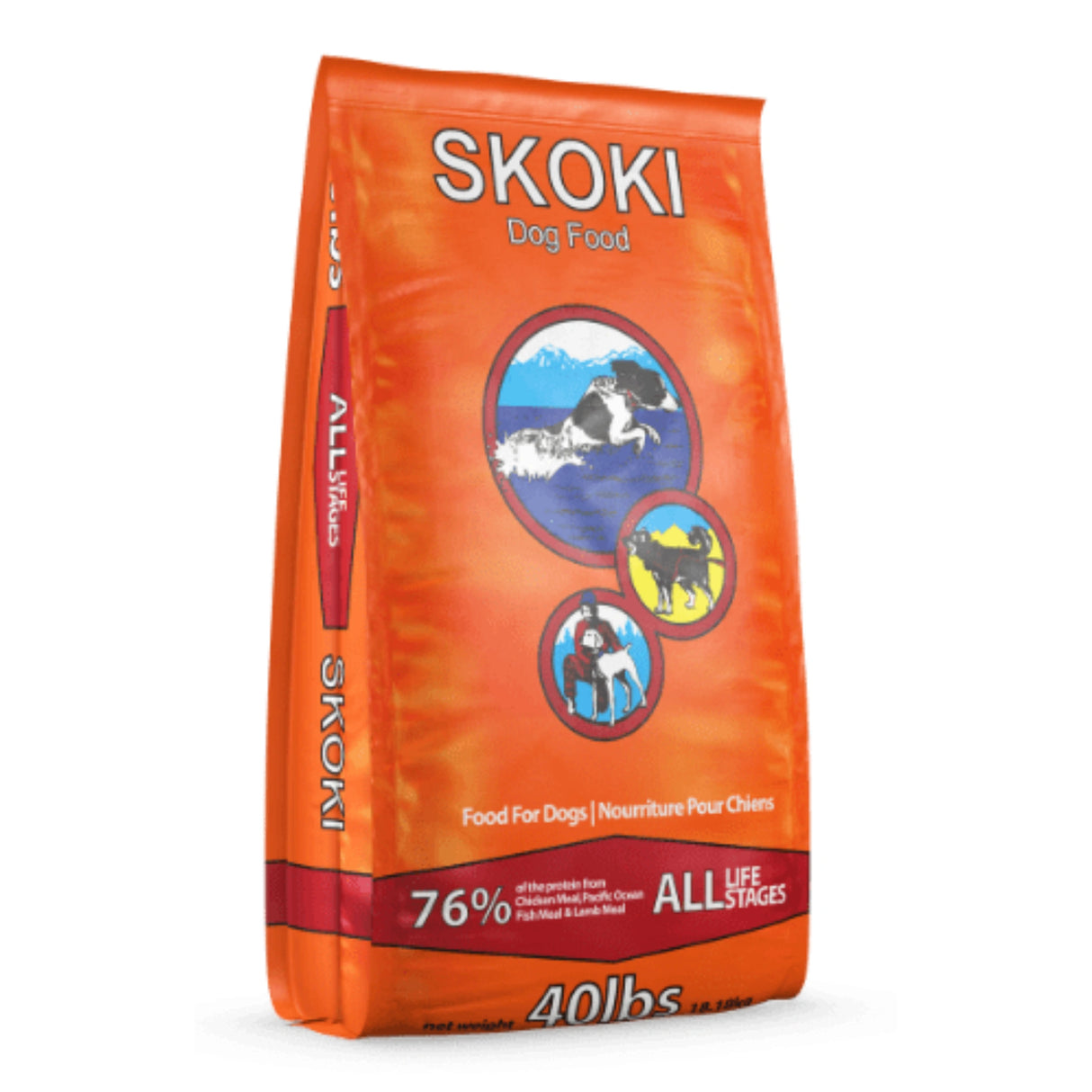 A front view of FirstMate Skoki Original dog food bag showing packaging and branding on a white background