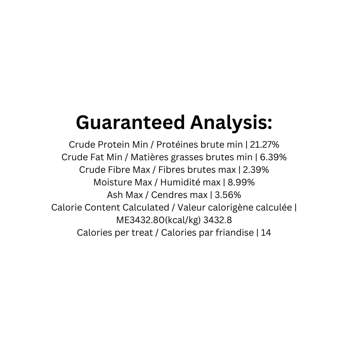 Guaranteed analysis of Foley’s premium baked Angus beef dog treats