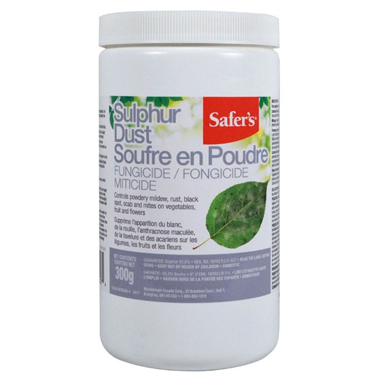Front view of Safer's Fungicide Sulphur Dust 300g on a white background
