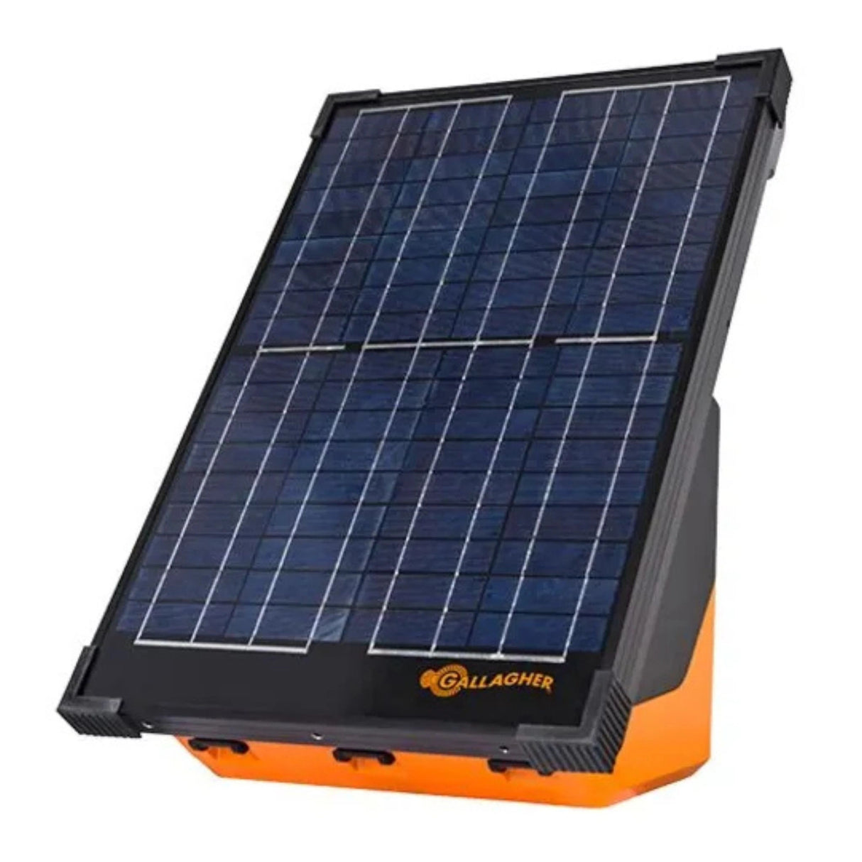 A front view of Gallagher S200 Solar Fence Energizer on a white background