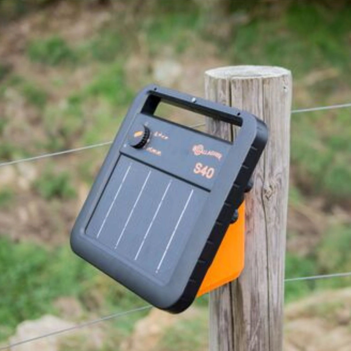 Gallagher S40 Solar Fence Energizer in use outdoors in Kamloops, British Columbia