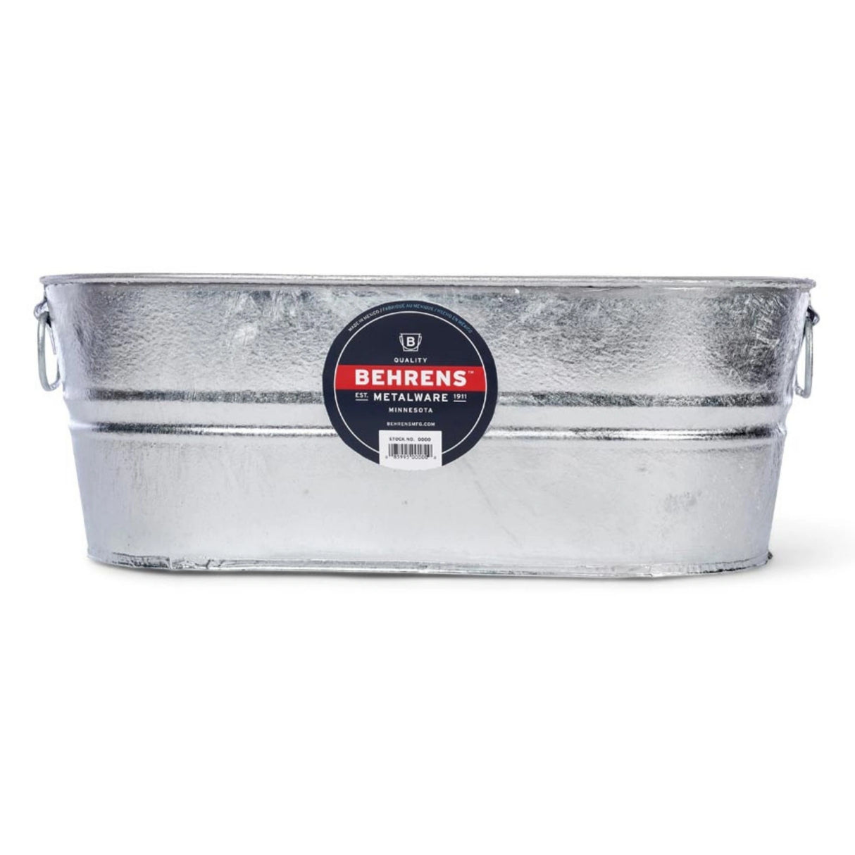 A front view of the 5.5 Gallon Hot Dipped Steel Oval Tub on a white background