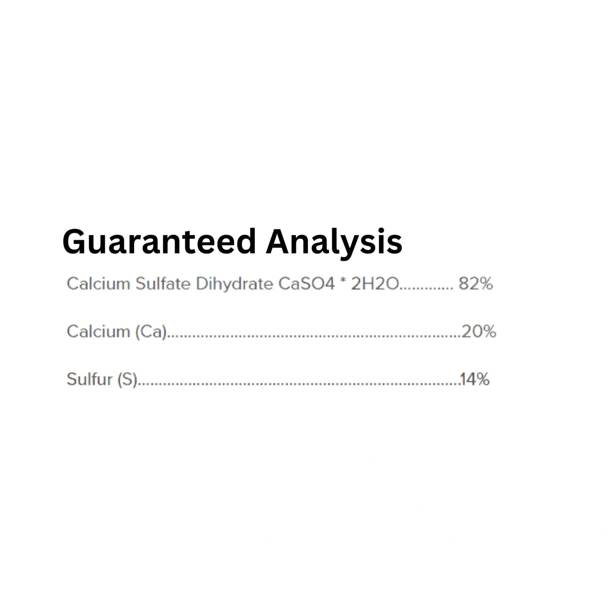 A detailed guaranteed analysis of Nature's Intent granulated gypsum fertilizer