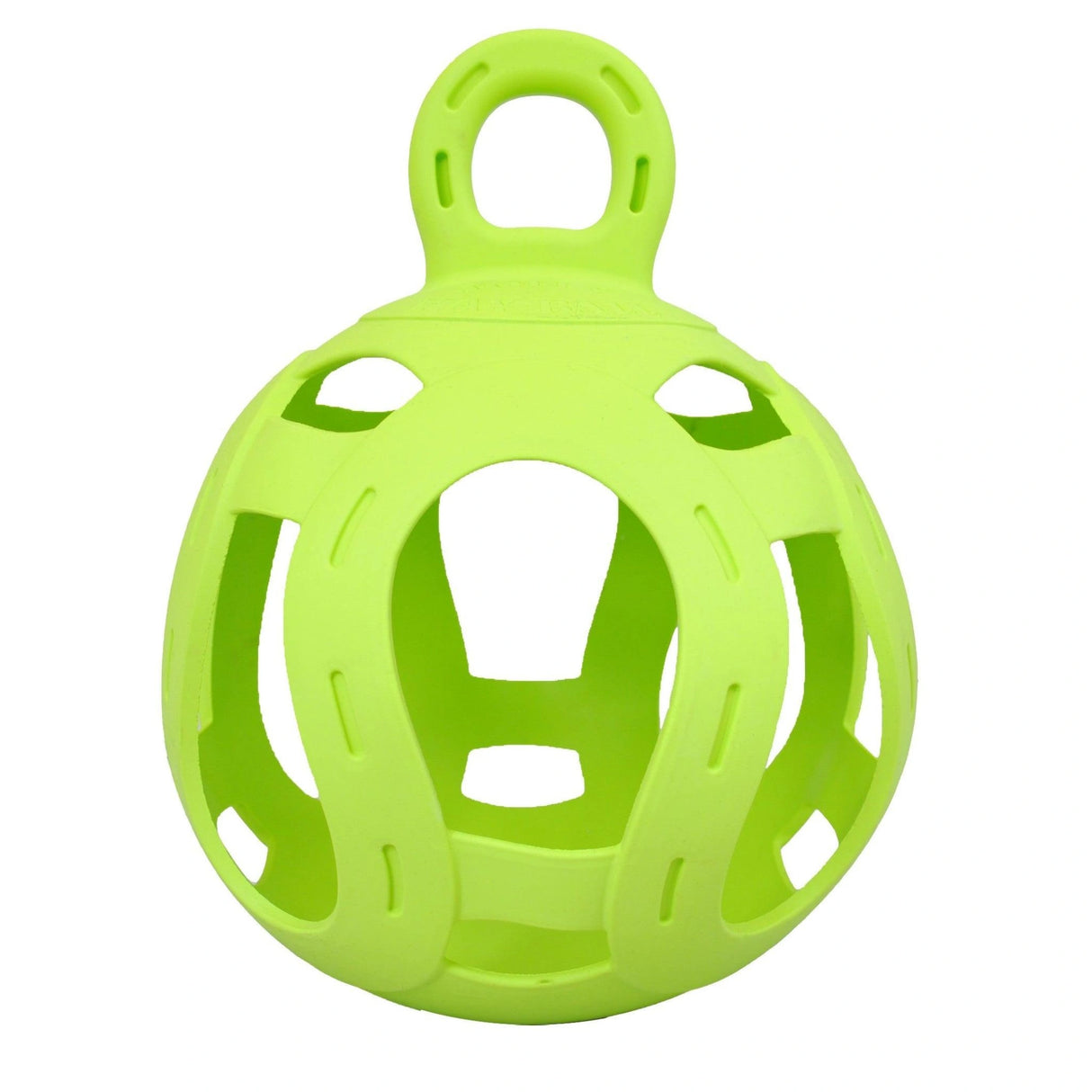 Front view part of Green Horsemen's Pride Hay Ball Jolly Hay Dispenser 11in x 8in on a white background
