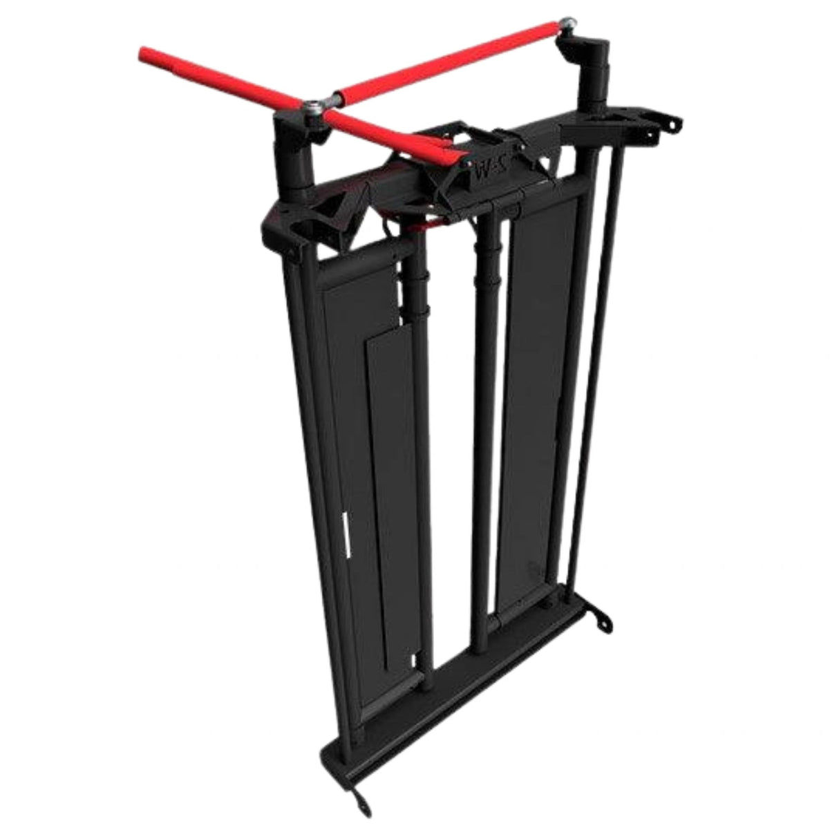 Front side view of Canadian-made 2W Wrangler auto catch head gate on a white background