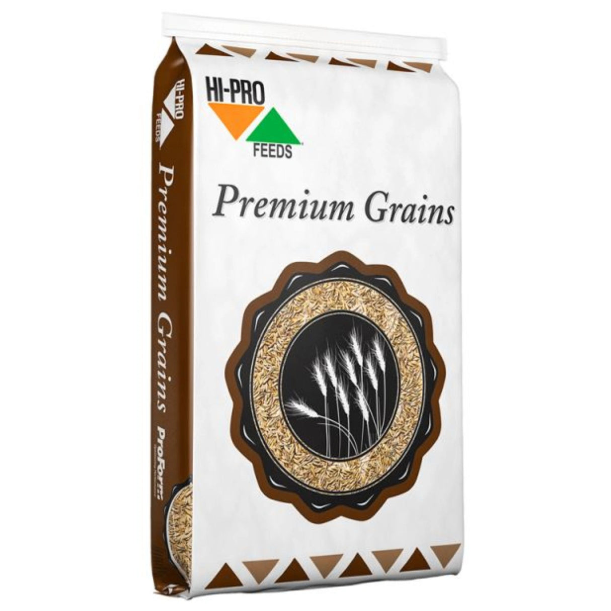 Front side view of Hi-Pro Feeds Whole Flax Seed horse feed on a white background