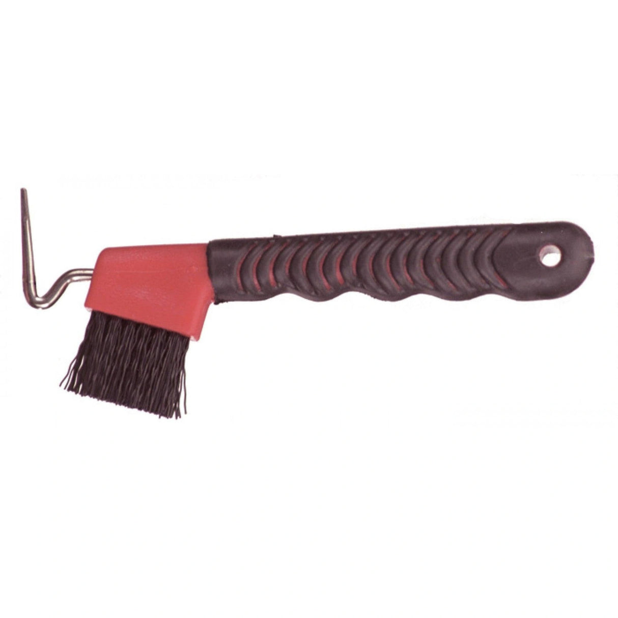 A Western Rawhide Hoof Pick Sturdy Bristles Rubber Handle on a white background