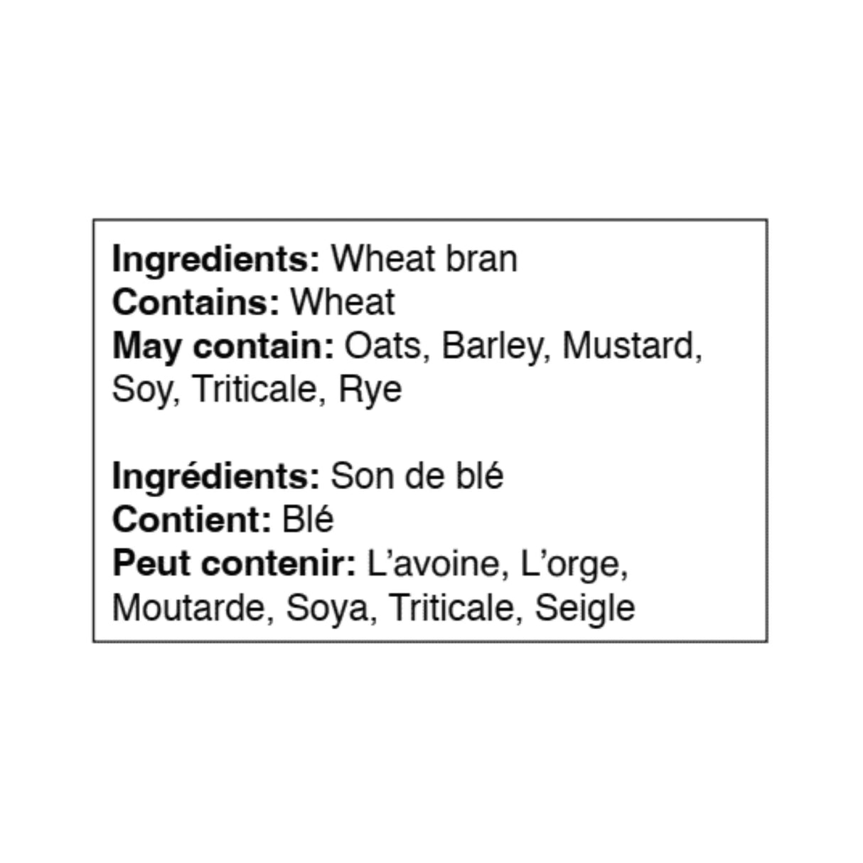 Detailed product specification of Rogers Food All-Natural Wheat Bran Horse Feed