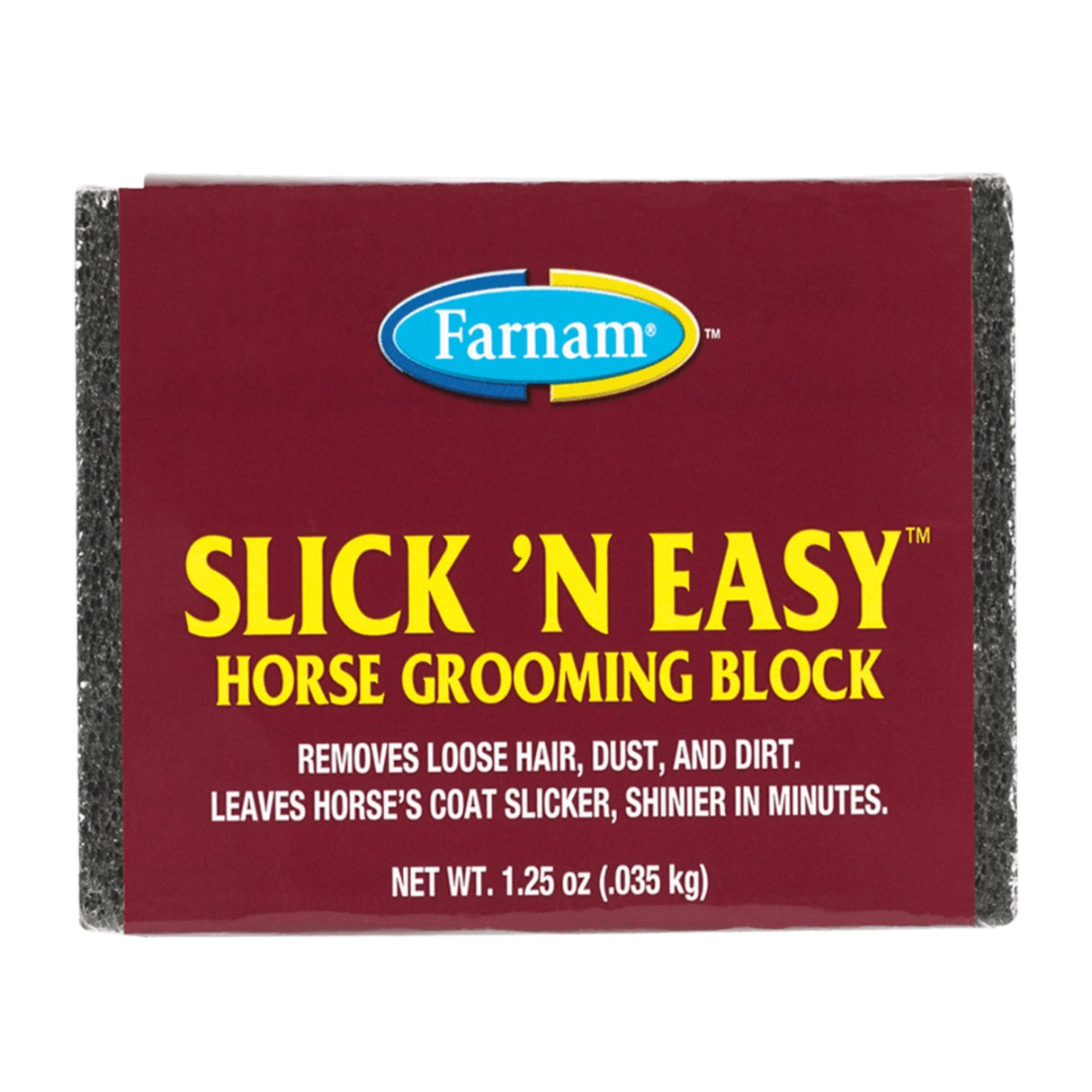A front view part of Farnam Slick 'N Easy Grooming Block 1.25 oz on a white background
