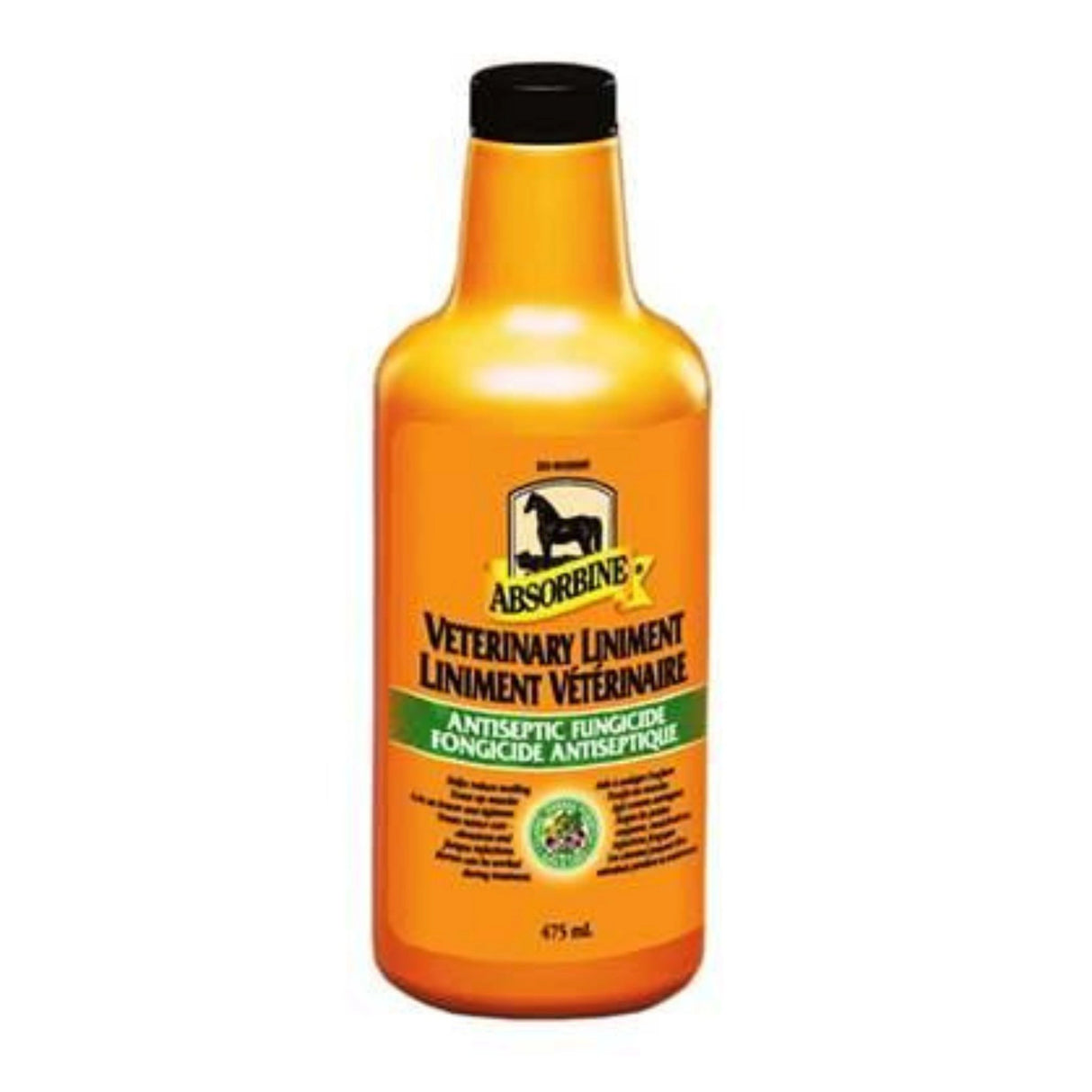 A front view part of Absorbine Horse Liniment Veterinary Liniment Liquid Sore Muscle Relief 475 ml on a white background
