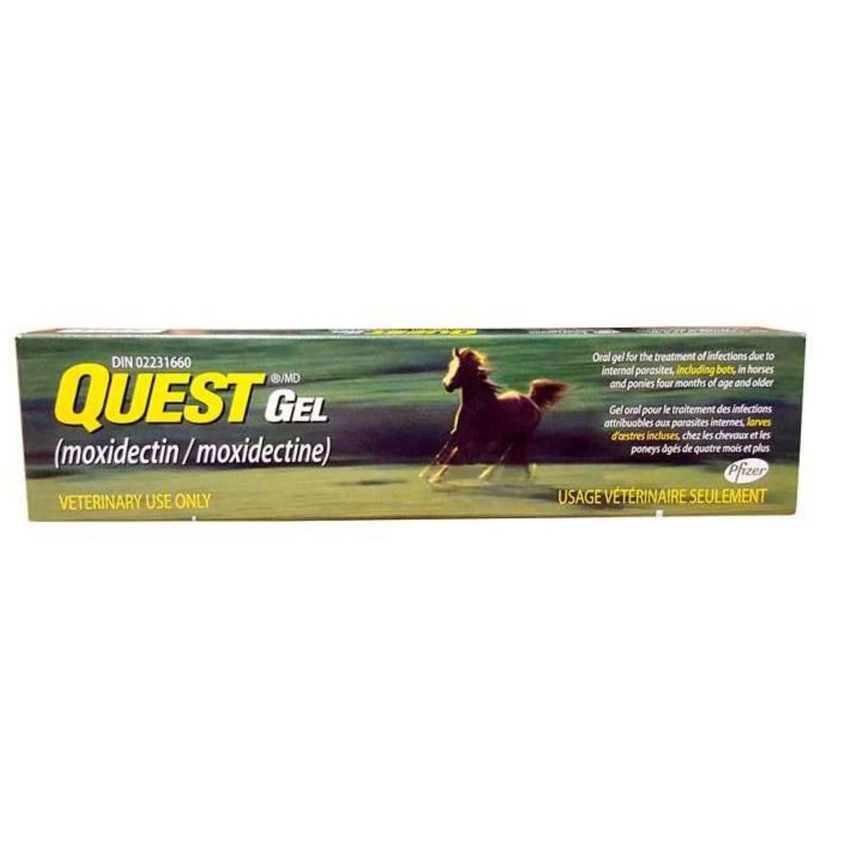 Front View of Quest Horse Wormer Moxidectin Gel 11.3 grams on a White Background