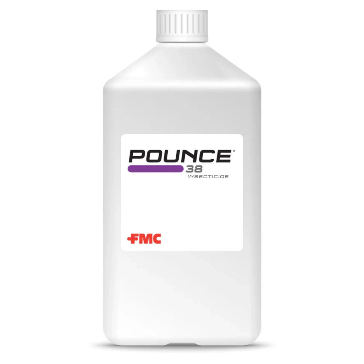 A front view of FMC Insecticides Pounce 384EC 1 Liter on a white background