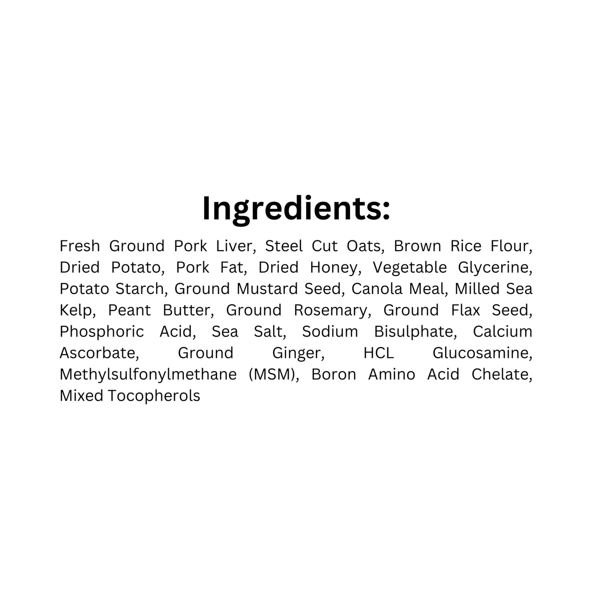 List of ingredients in Jay's Dog Treats Tid Bits Hip and Joint Peanut Butter