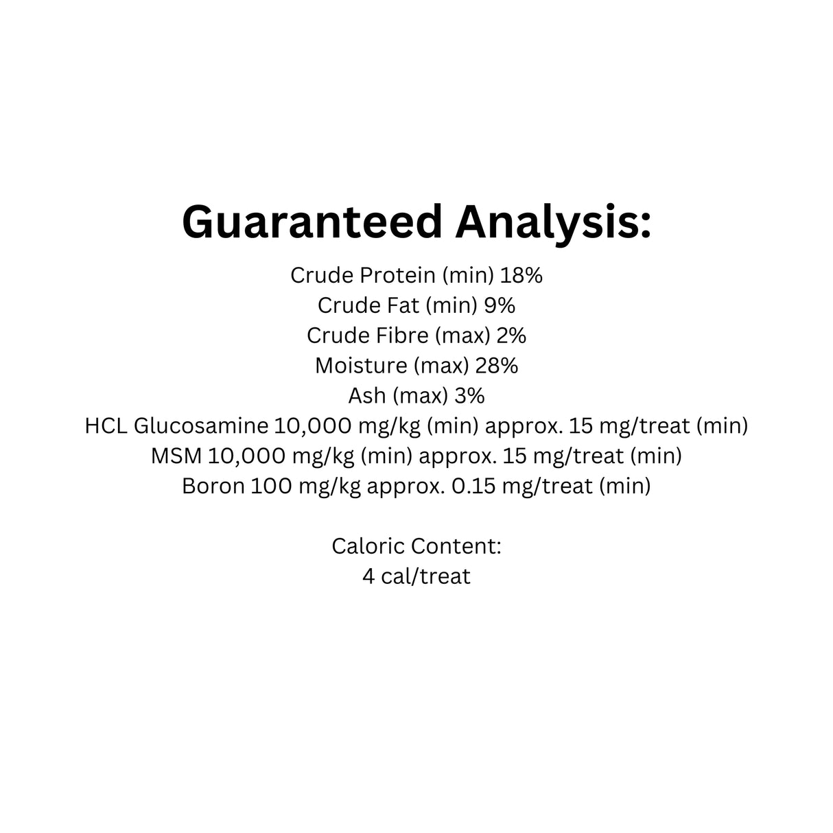 Guaranteed analysis of Jay’s Tid Bits Hip Joint Peanut Butter Dog Treats