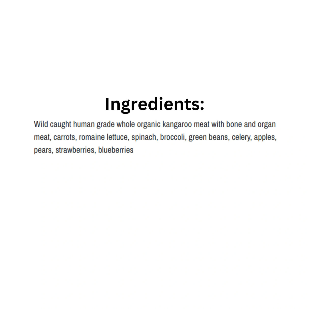 List of Ingredients of K9 Choice Complete Cuisine Frozen Plus Kangaroo Dog Food