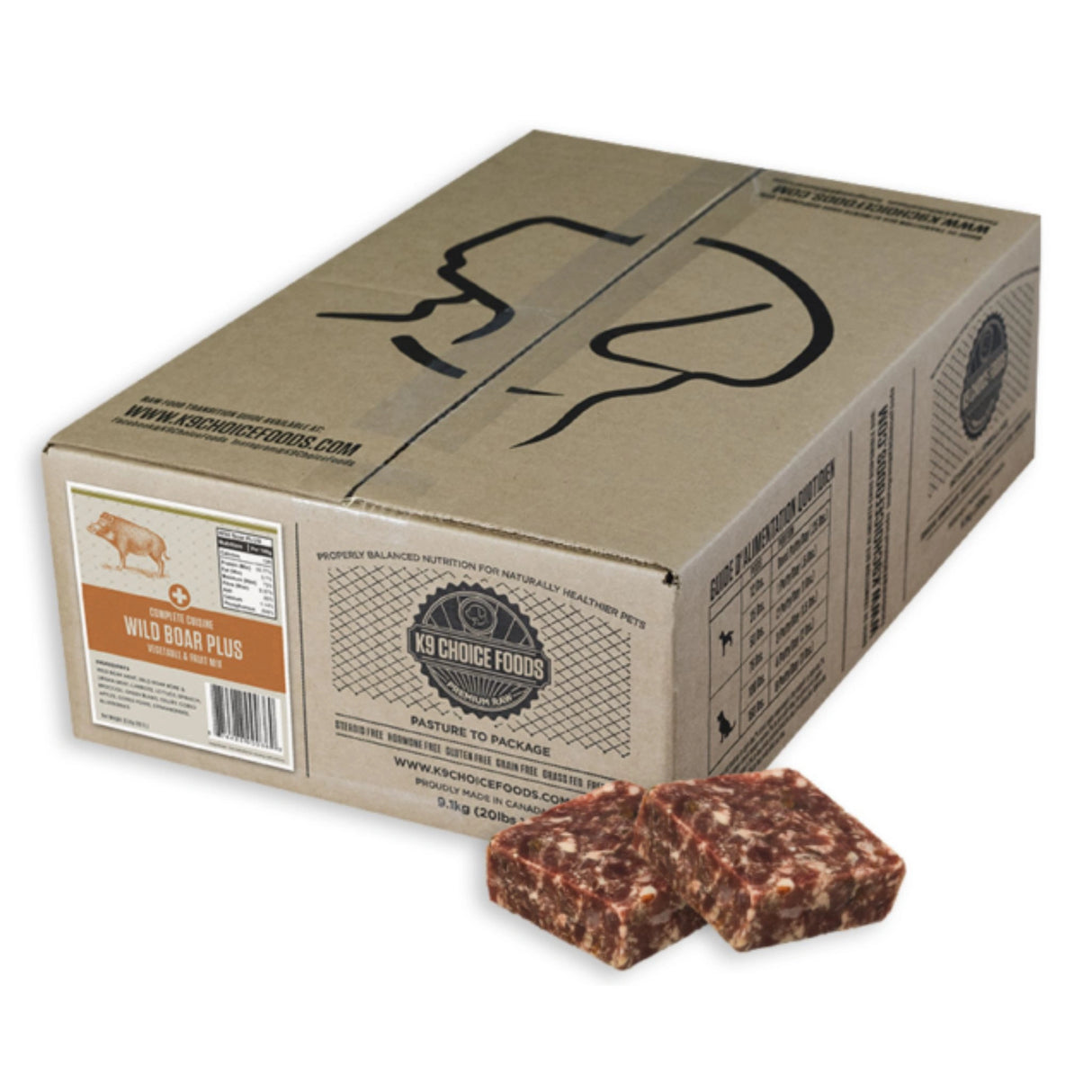 Front view of K9 Choice Complete Cuisine Plus Wild Boar Dog Food on a white background
