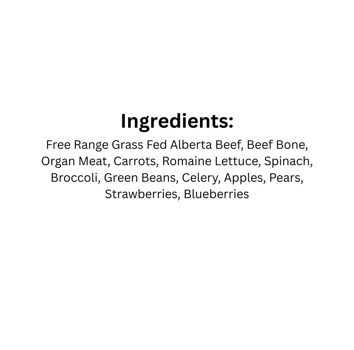 Ingredients list of K9 Choice Frozen Complete Cuisine 20lb Plus Beef Dog Food