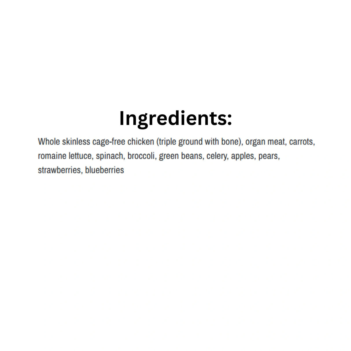 Ingredients of K9 Choice Premium Raw Plus Chicken Dog Food