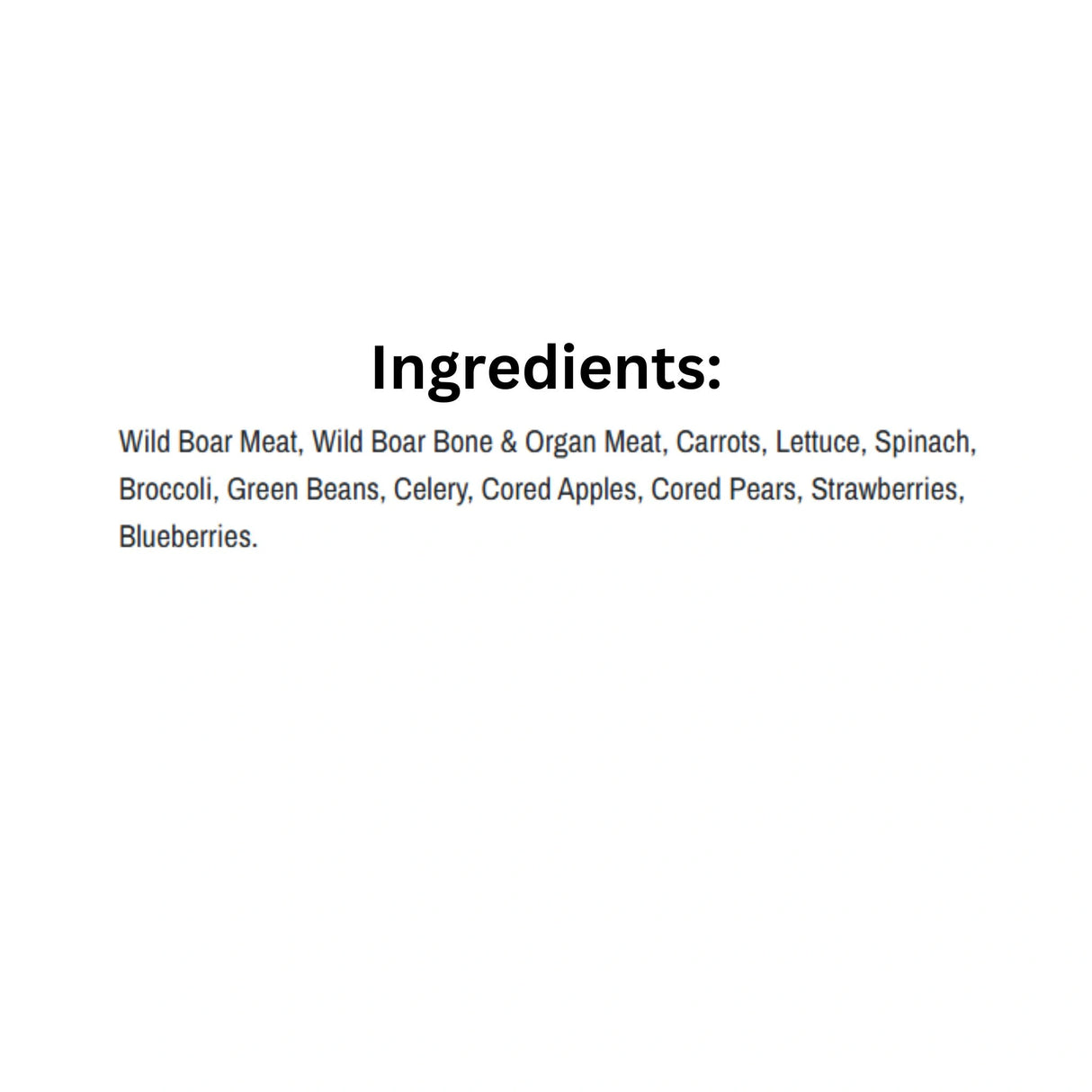List of ingredients in K9 Choice Premium Raw Plus Wild Boar Dog Food