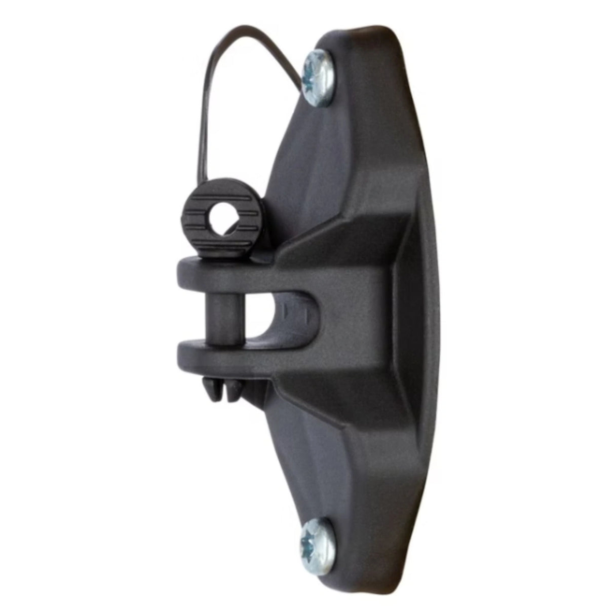 Close-up view of Kerbl heavy-duty electric fence insulators with pinlock mechanism for wood posts on a white background