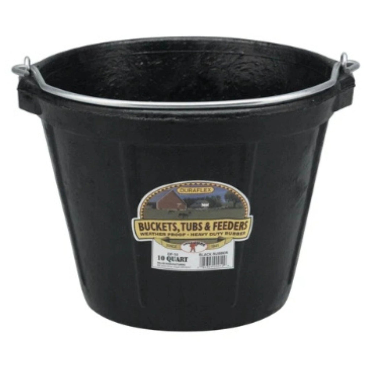 A front view of Little Giant DuraFlex Rubber Pail Bucket 10 Quart on a white background