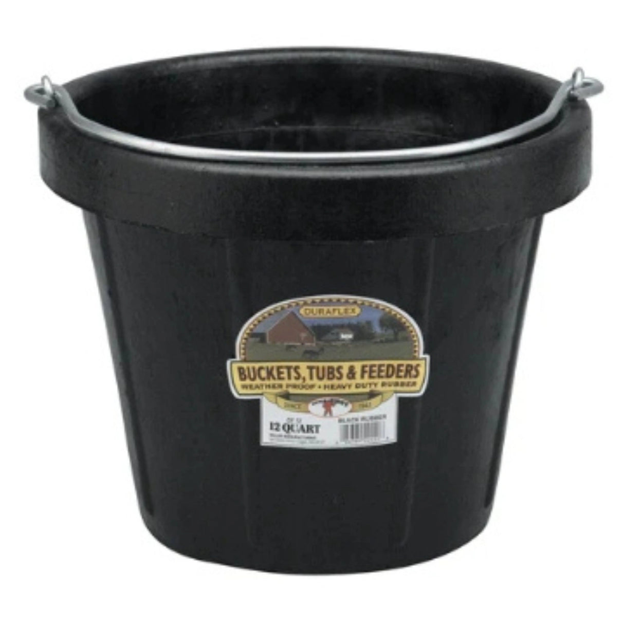 A front view of Little Giant DuraFlex Rubber Pail Bucket 12 Quart on a white background