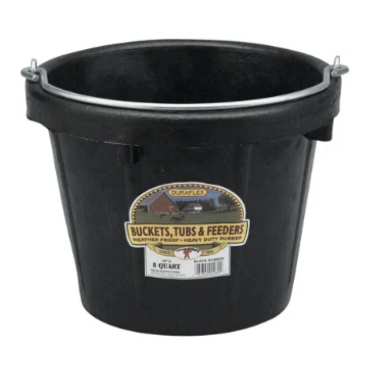 A front view of Little Giant DuraFlex Rubber Pail Bucket 8 Quart on a white background