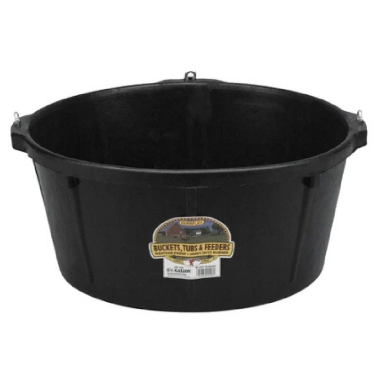 Front view of Little Giant 6.5gal Rubber Feeder Tub Livestock Feeder on a white background