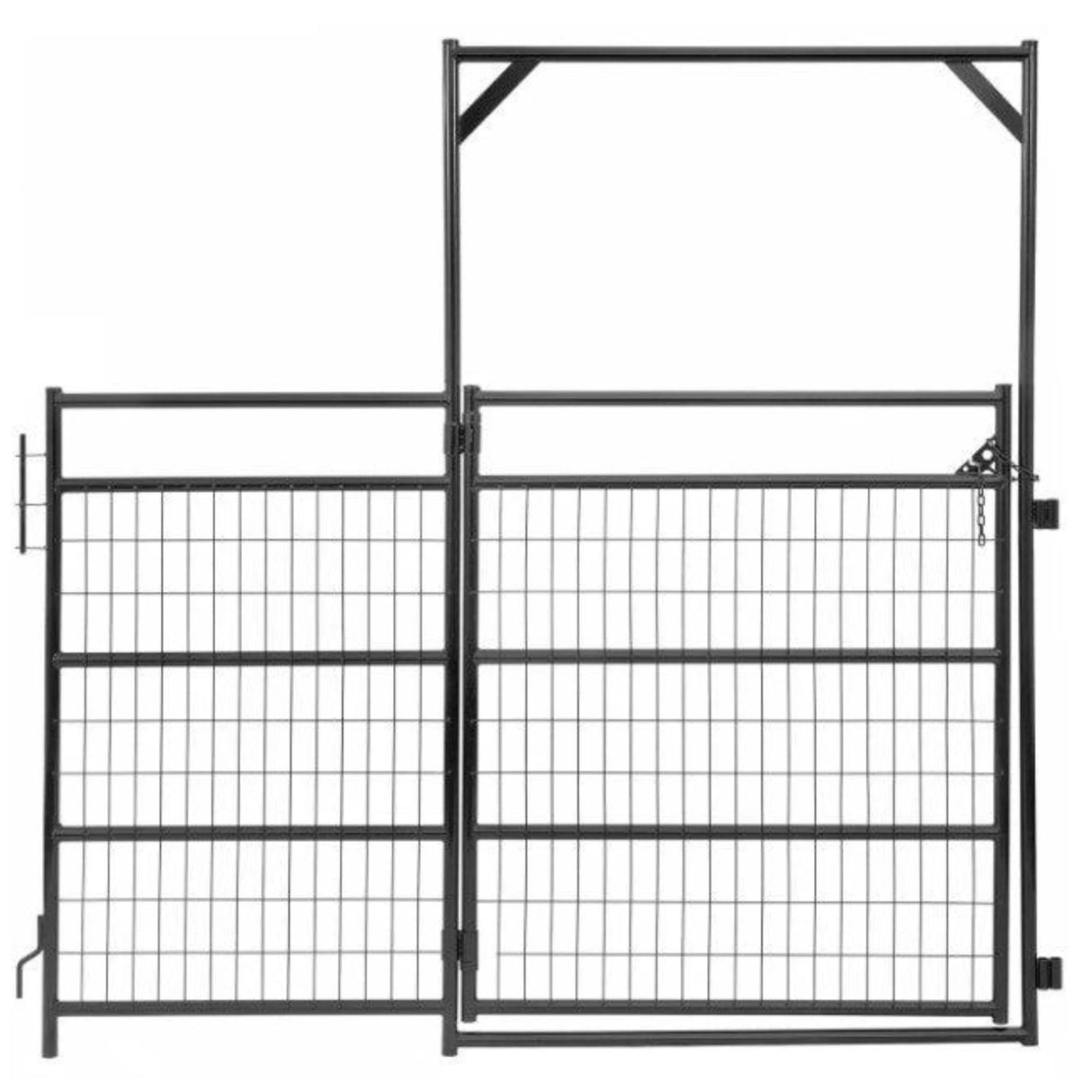 A front view of Light Duty Livestock Panel with 7' Panel and 4' Gate for Sheep and Goat on a white background