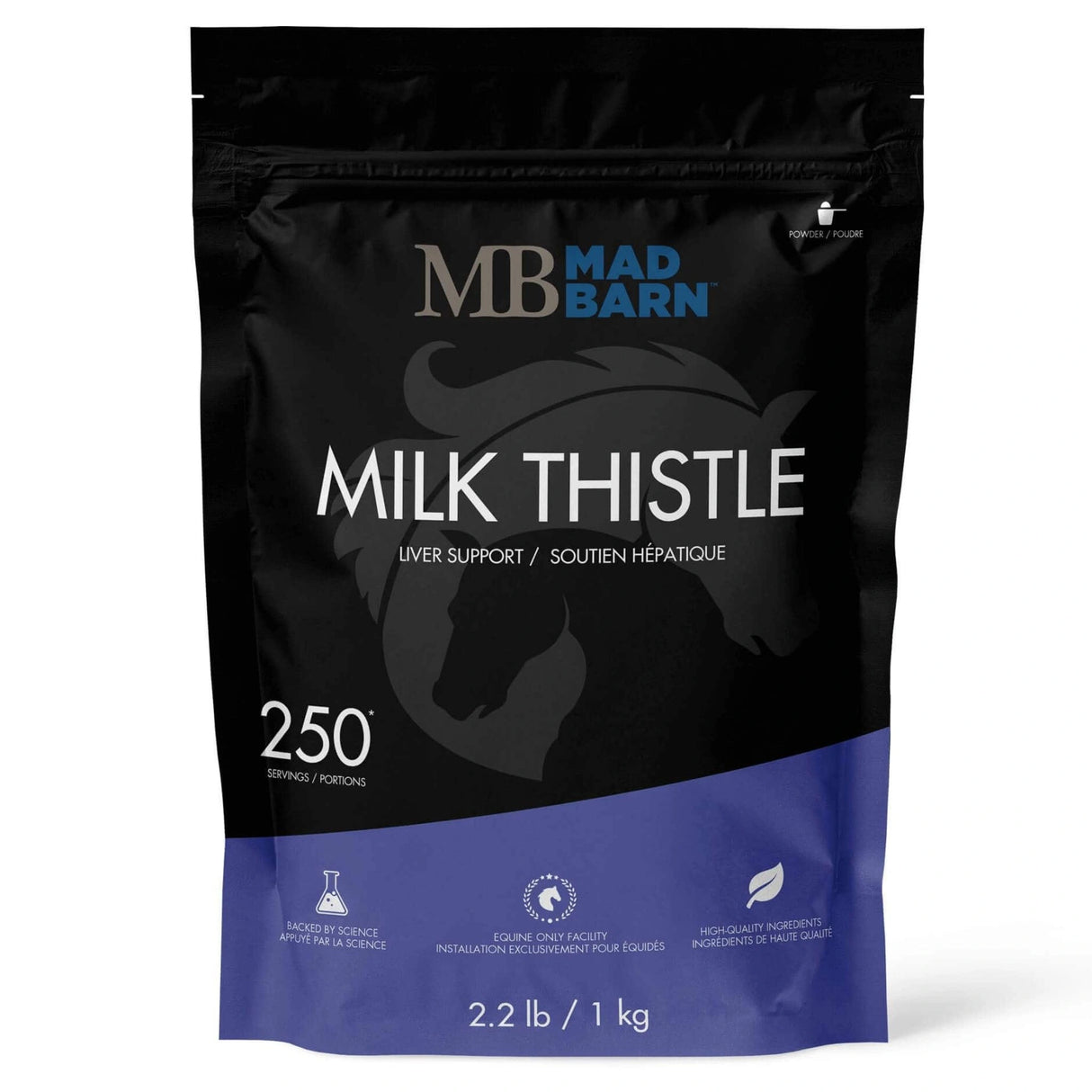 Front view of Mad Barn Milk Thistle Liver Support Horse Feed on a white background