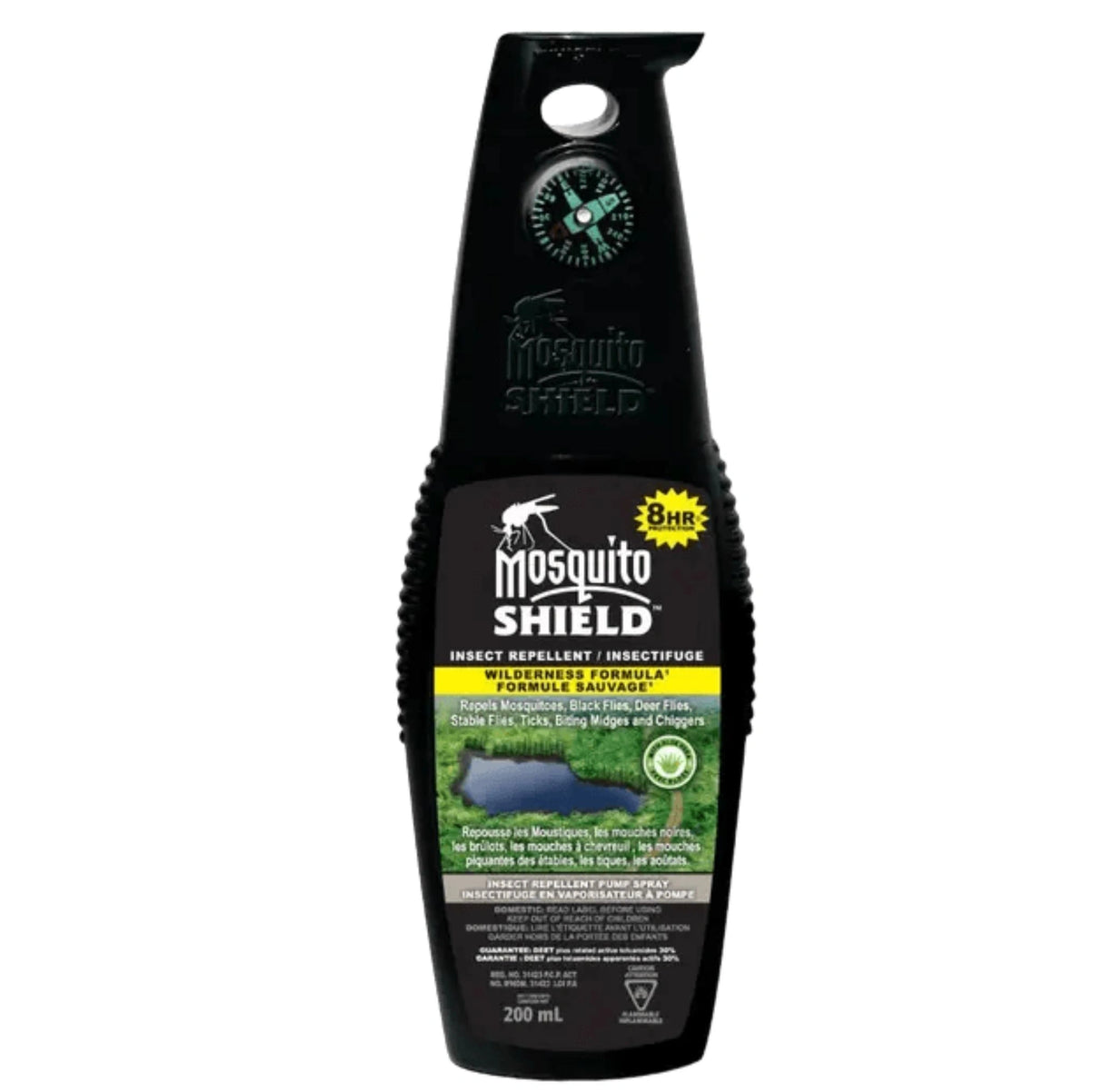 Front view of Mosquito Shield Mosquito Repellent Pump Spray 200ml on a white background