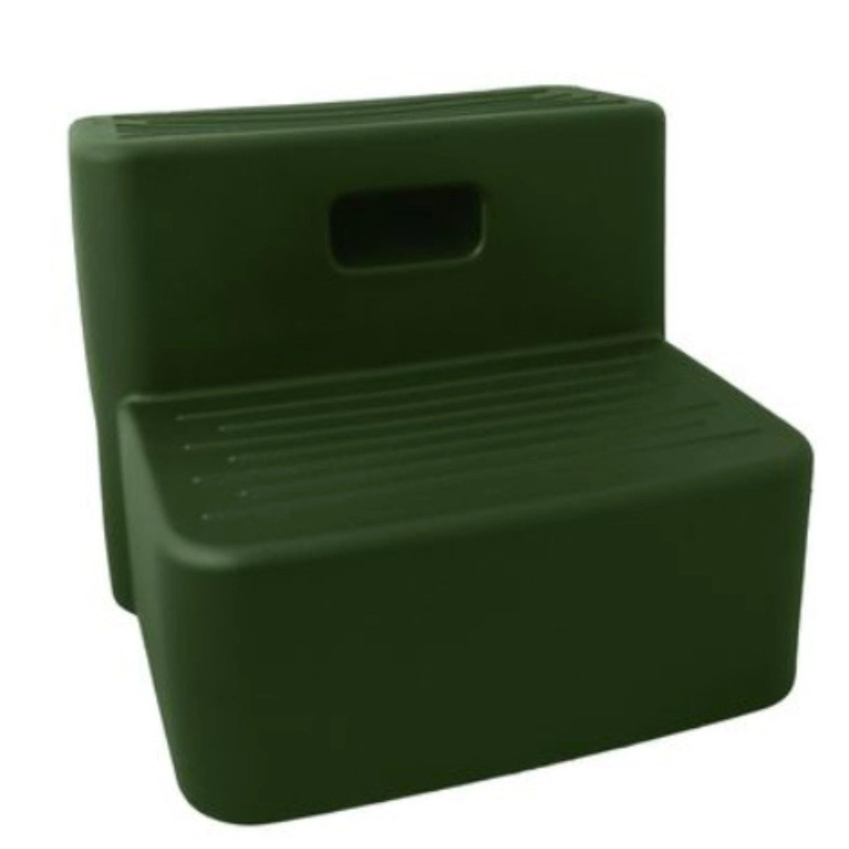 A front view of Horsemen's Pride Mounting Block Two-Step Built-In Handle on a white background