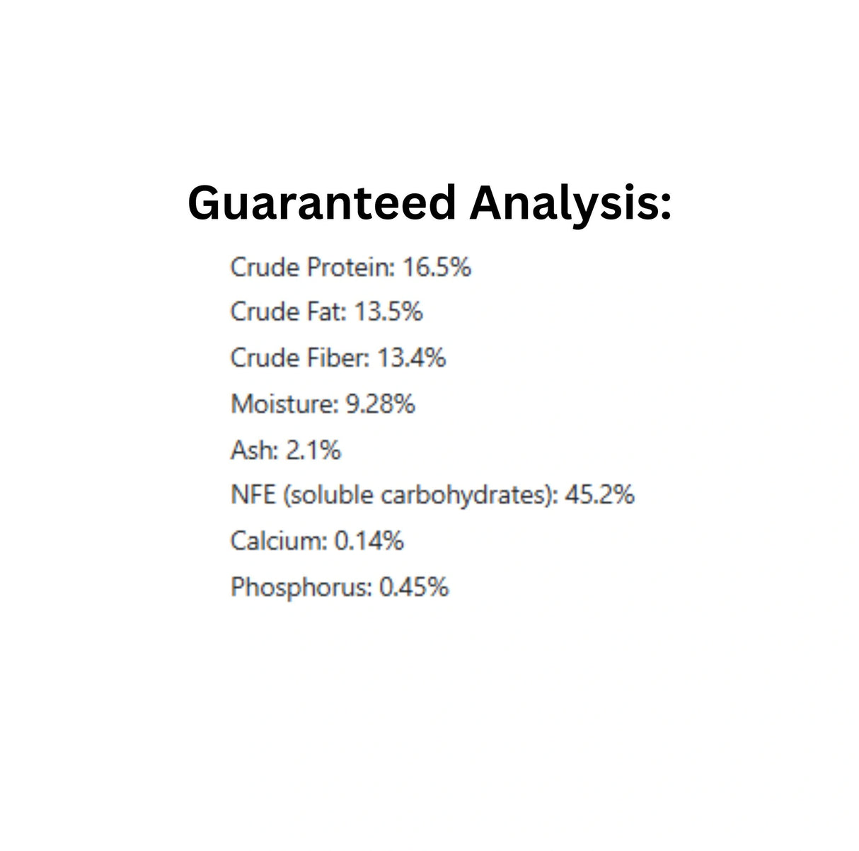 Guaranteed analysis chart of Nature's Grubs Happy Chicken Seed Mix 1.5kg Chicken Feed