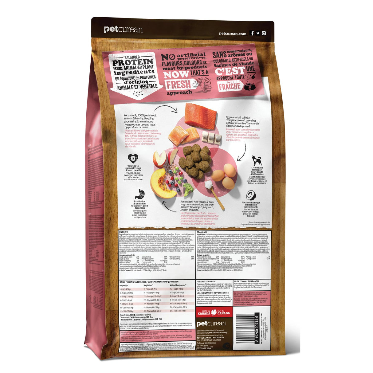 Back view of Now Fresh Grain Free Fish Adult Recipe Trout, Salmon, and Herring Dog Food on a white background