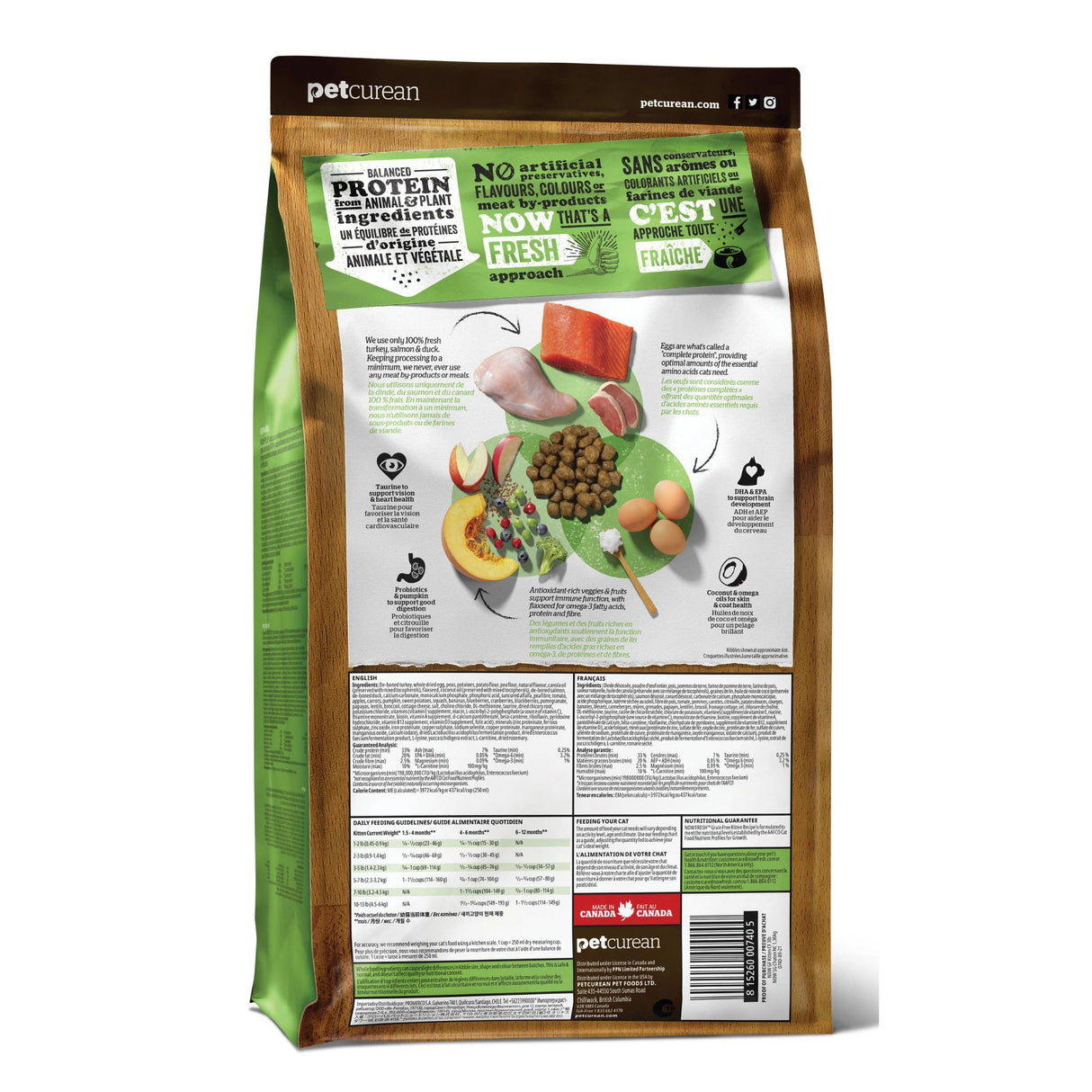 A back view of Now Fresh Grain Free Kitten Recipe Turkey, Salmon, and Duck Cat Food on a white background