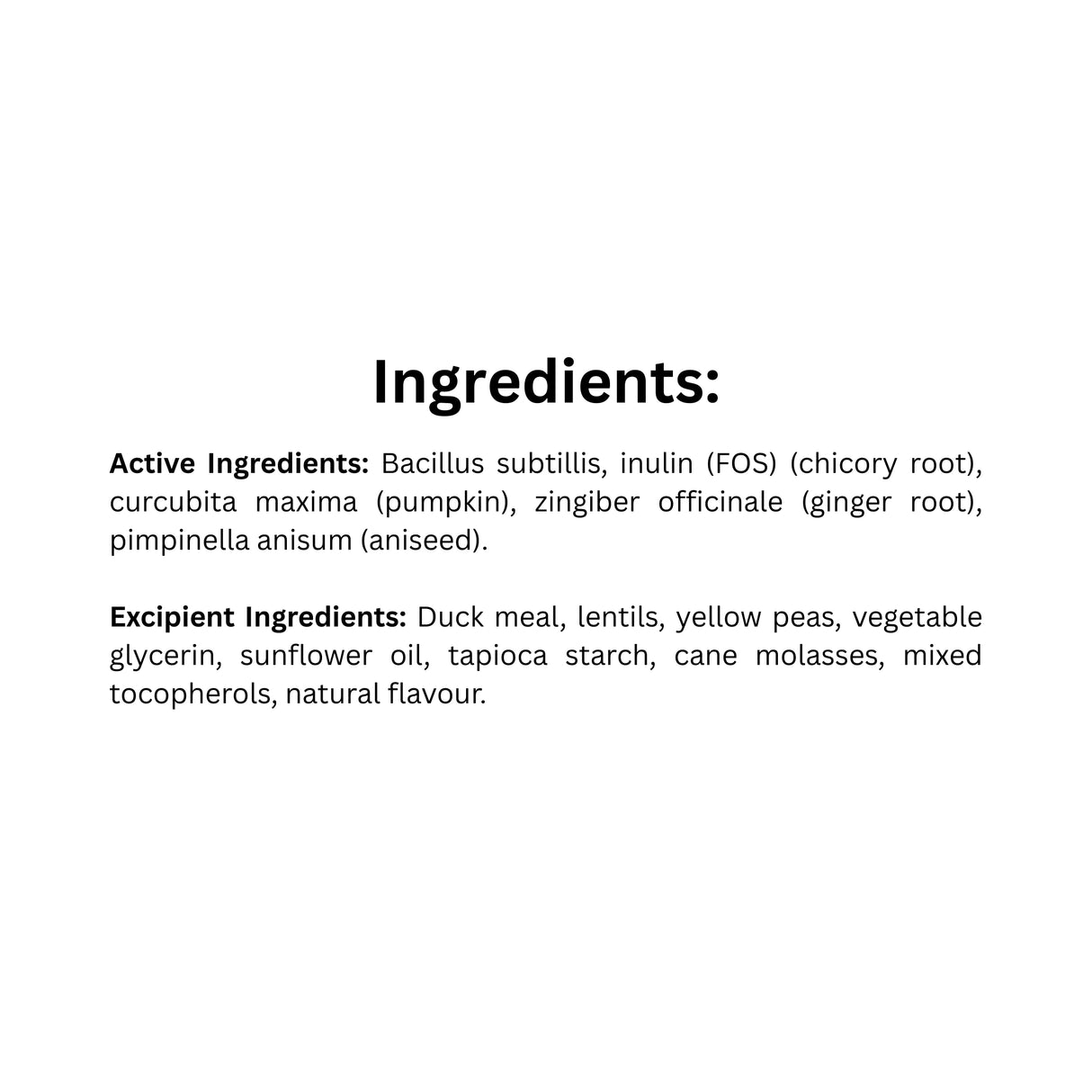 List of Ingredients of Nutrience Care Probiotic+ Dog Supplement