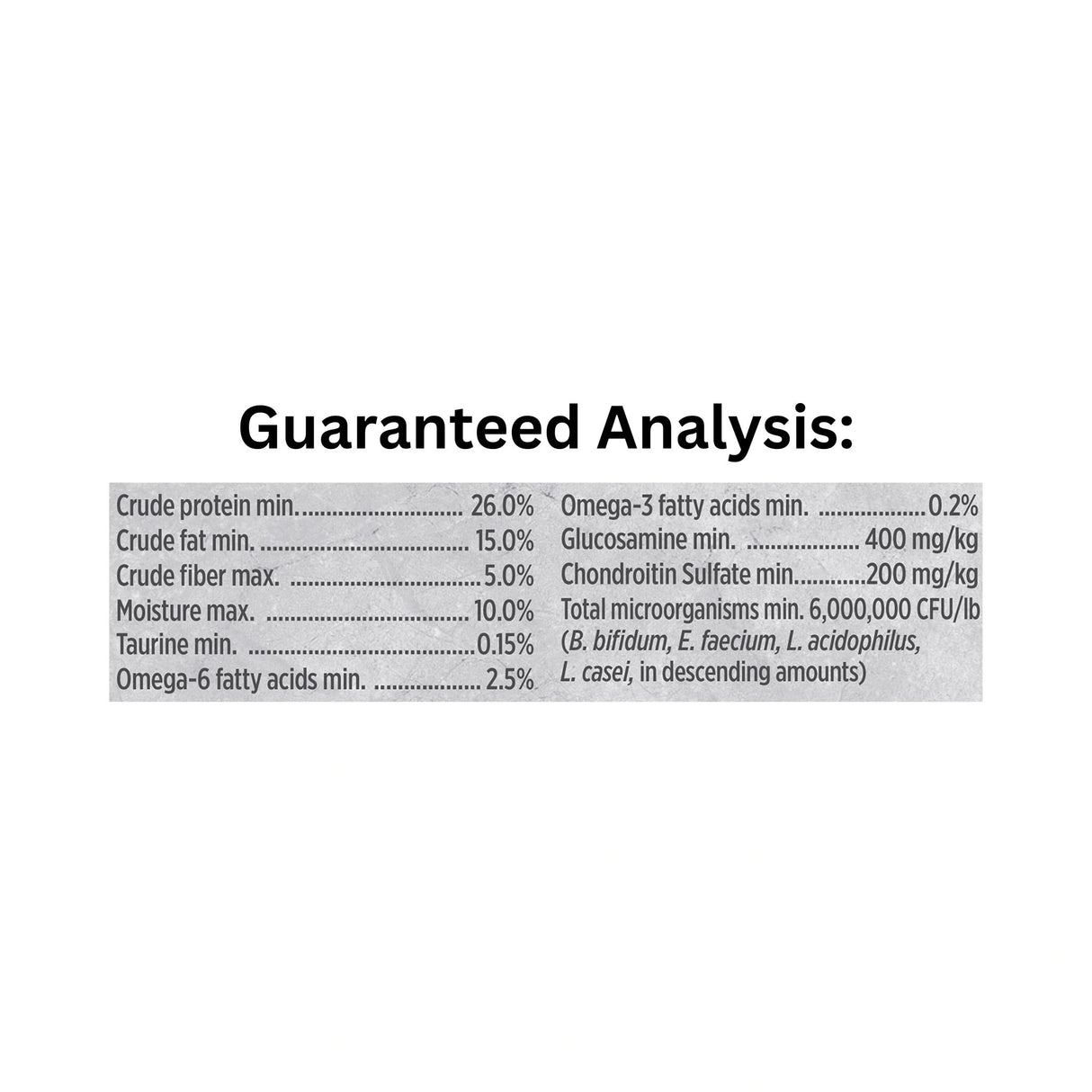 Guaranteed analysis label of Nutrience Infusion Healthy Adult Ocean Fish dog food