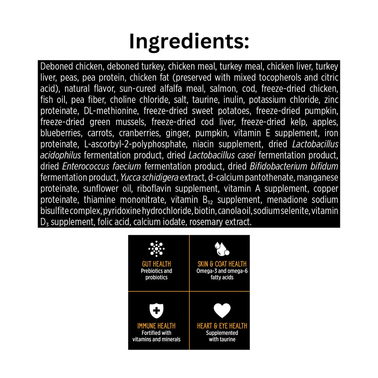 List of ingredients of Nutrience SubZero Fraser Valley Grain Free High Protein Cat Food with icons