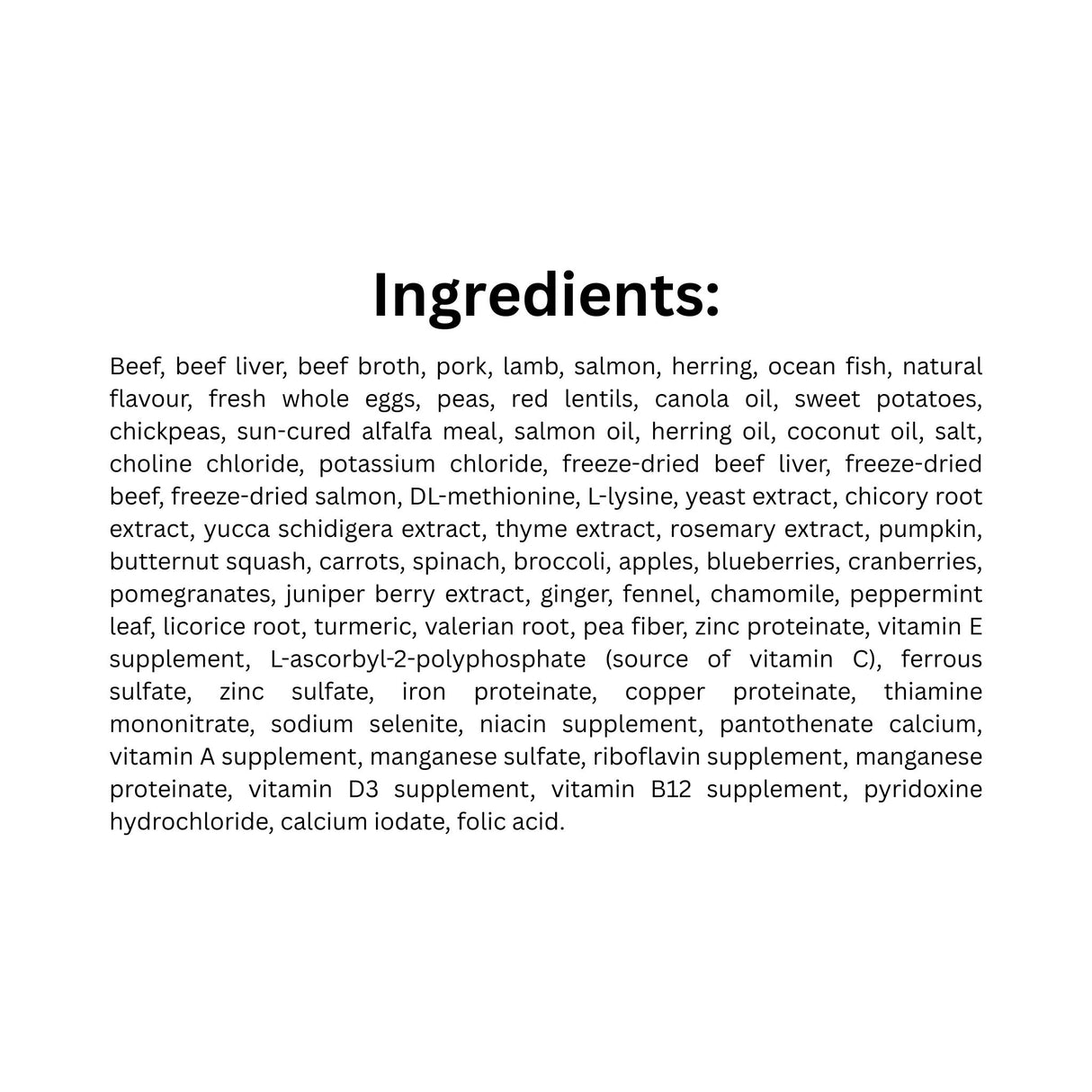 List of Ingredients of Nutrience SubZero Prairie Red Grain Free Pâté Dog Food