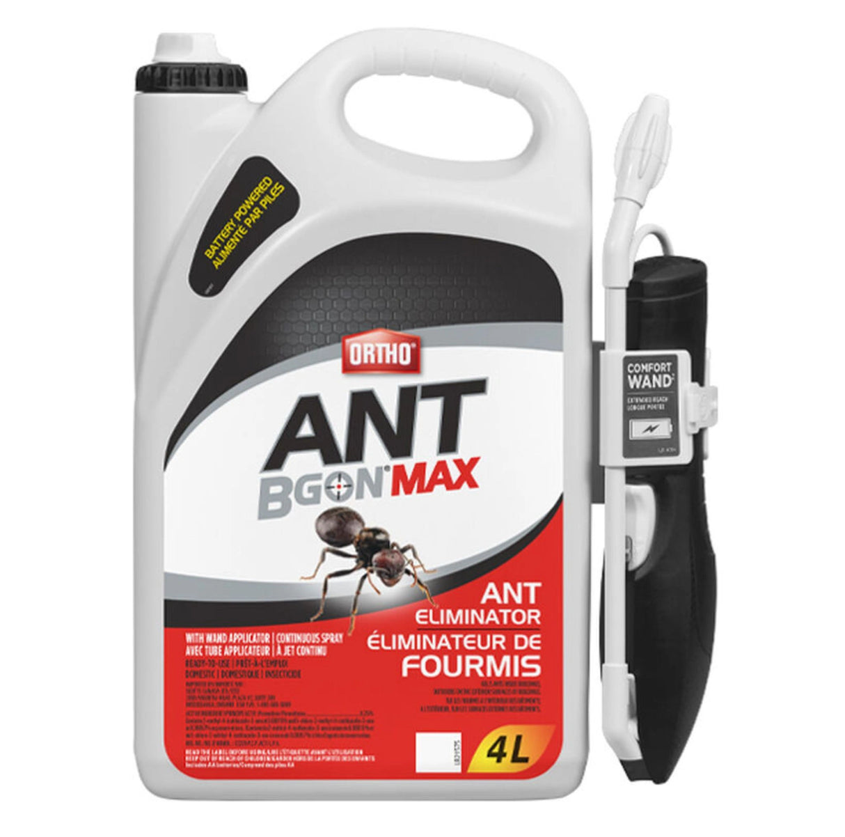 A front view of Ortho Ant B Gon MAX Ant Eliminator Ready-To-Use 4L with Wand Insecticides on a white background