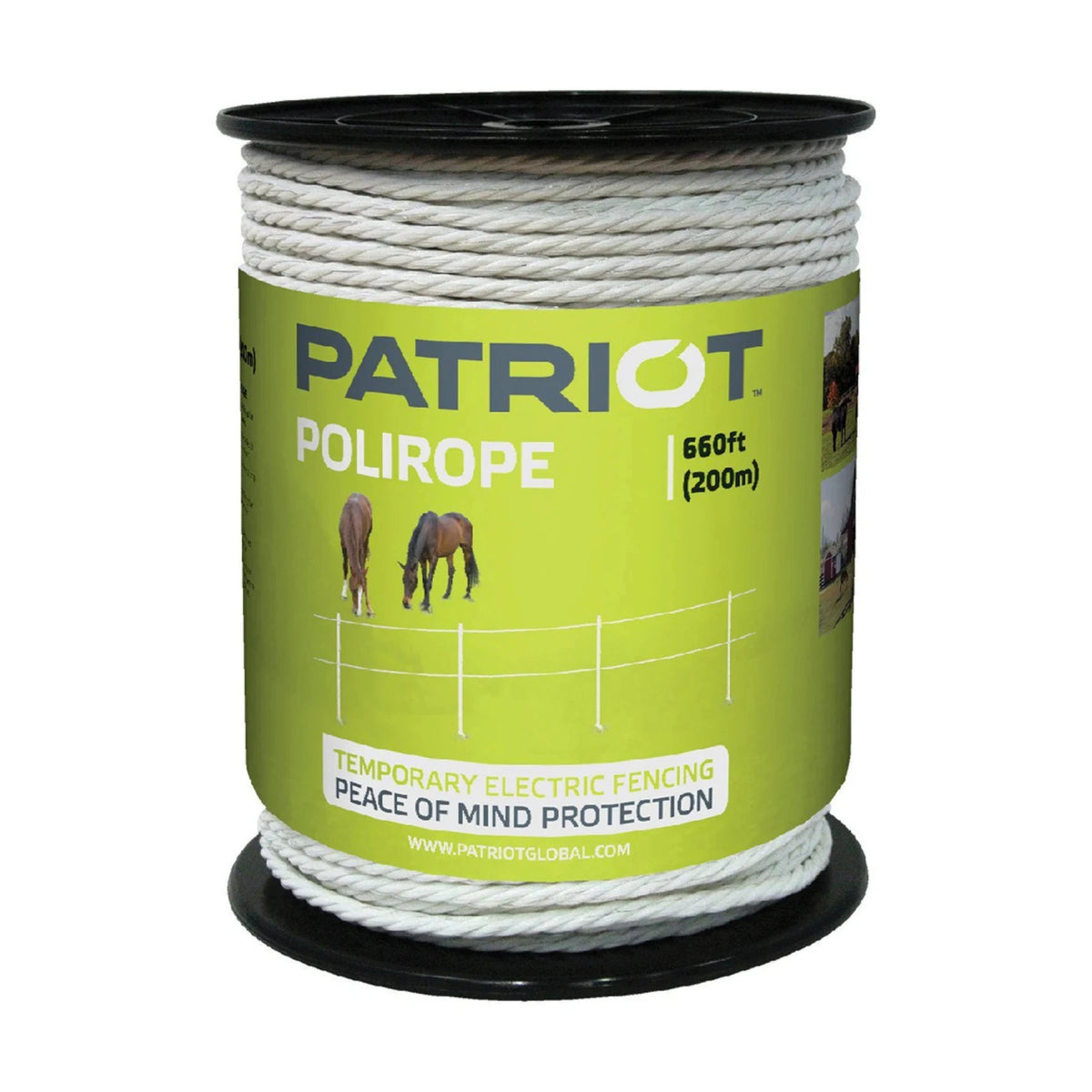 Front view of Patriot polirope electric fence on a white background