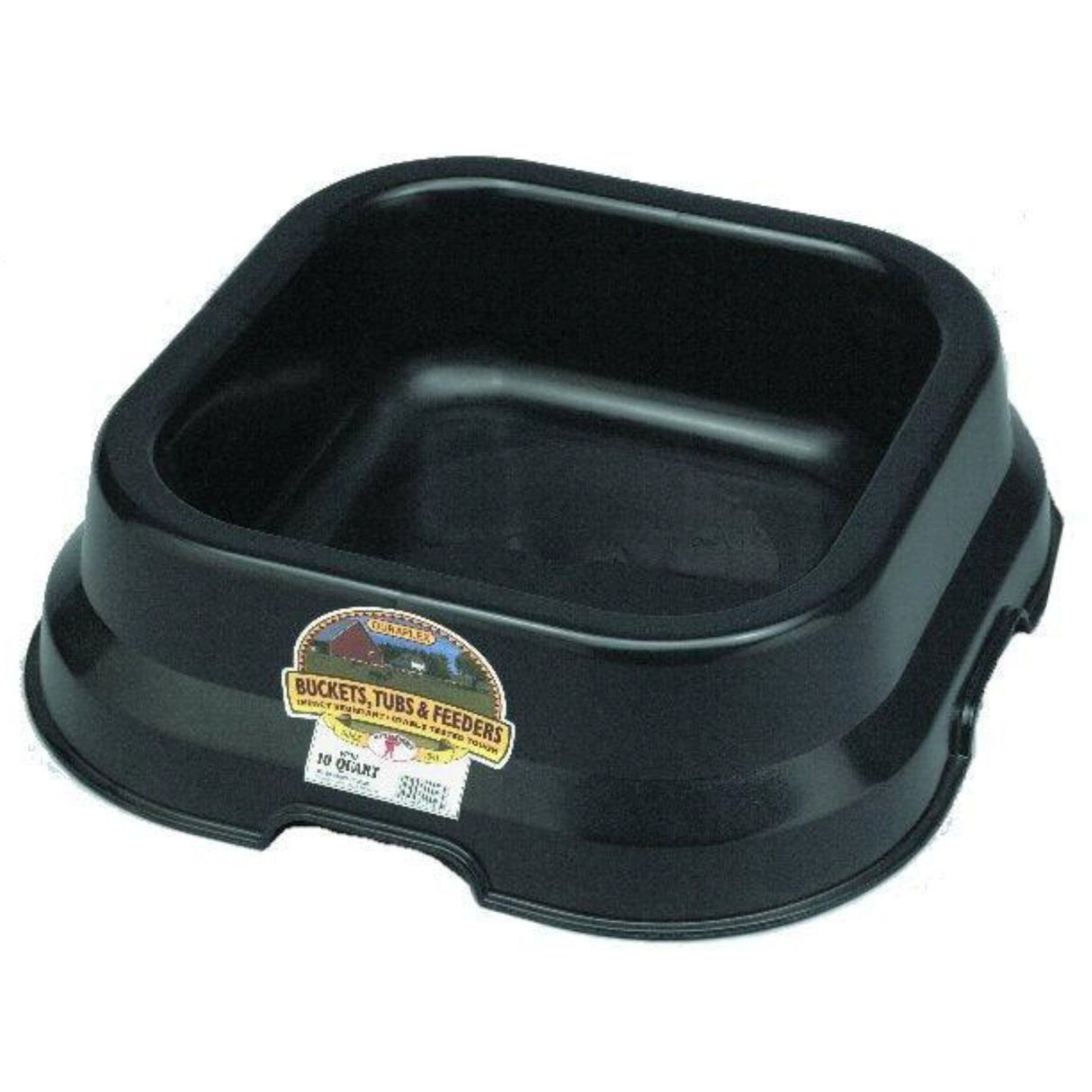 A front view of 10 Quart Plastic Feed Pan on a white background