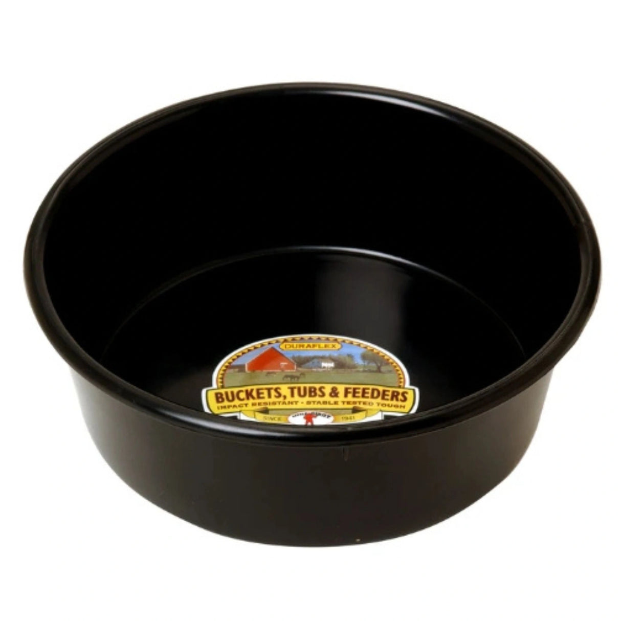 A front view of Black Plastic Feed Pan on a white background