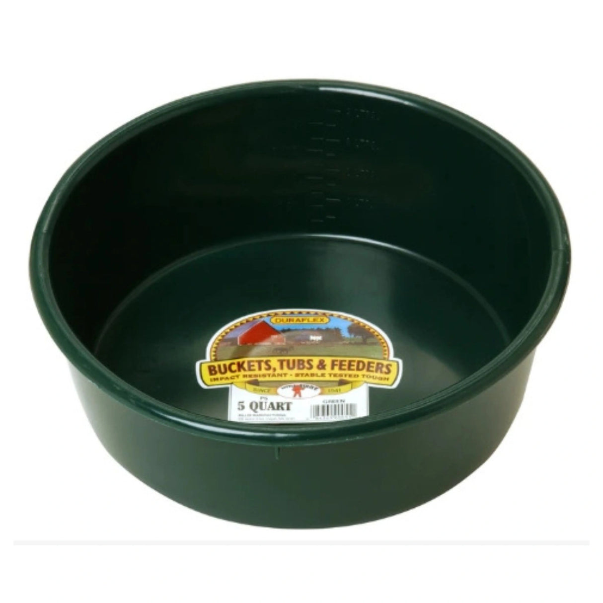 A front view of Green Plastic Feed Pan on a white background