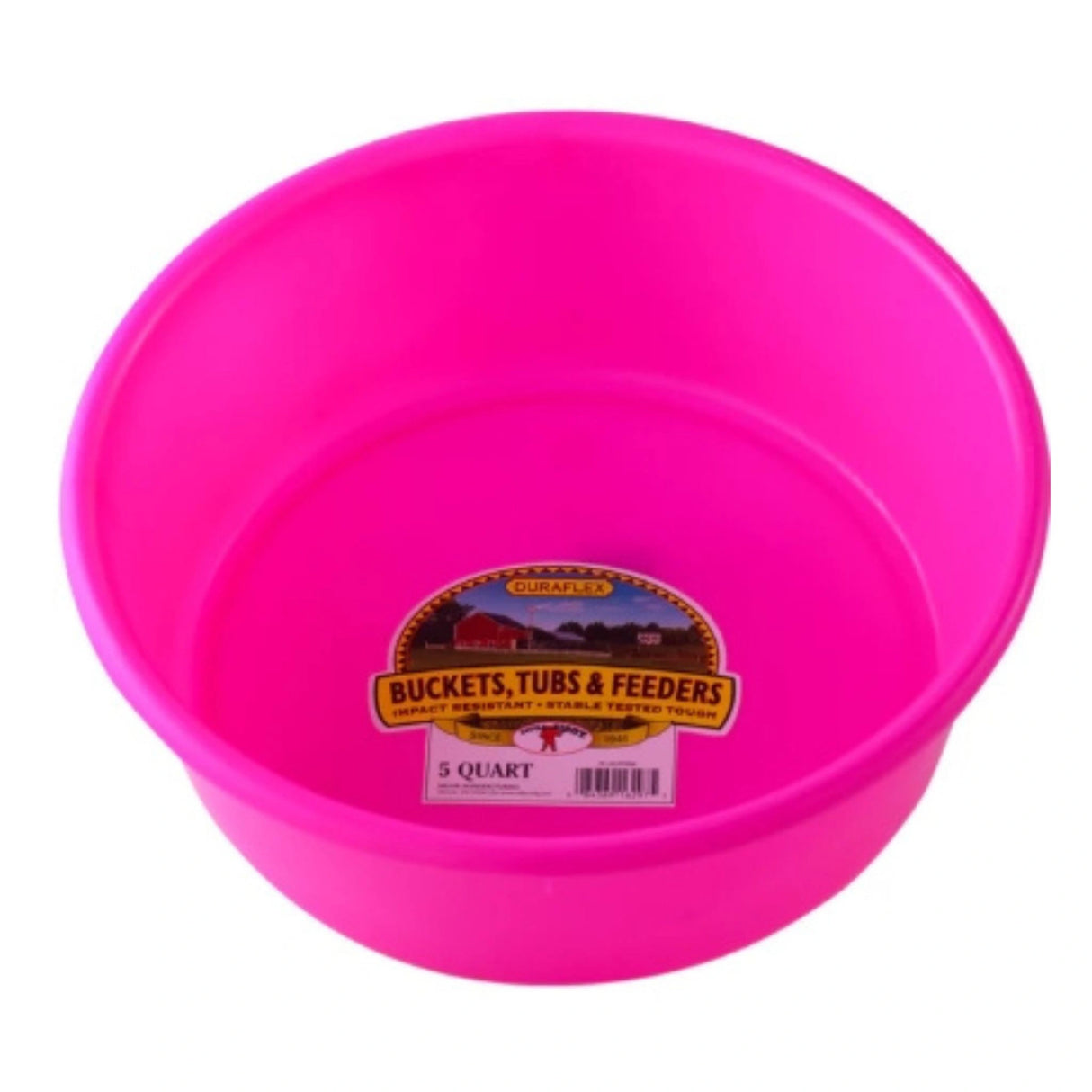 A front view of Pink Plastic Feed Pan on a white background