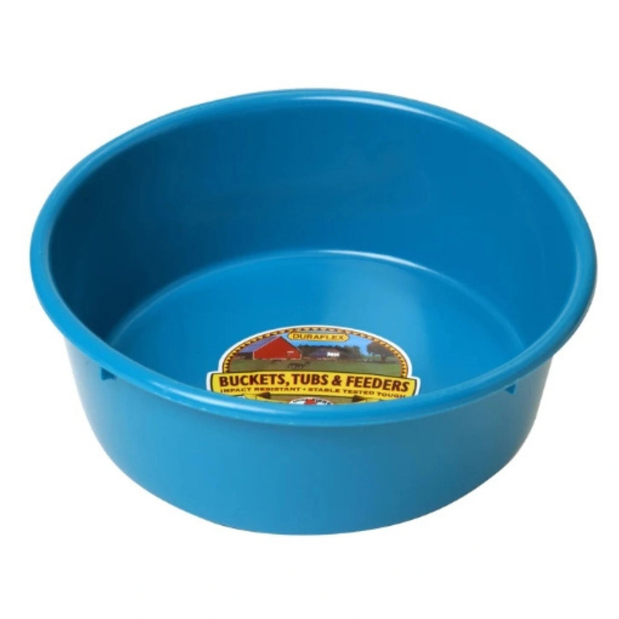 A front view of Teal Plastic Feed Pan on a white background